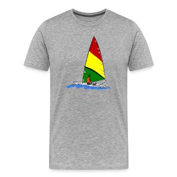 Segelboot mit Segler - Männer Premium Bio T-Shirt - Grau meliert - Vorne - Damien (186cm)