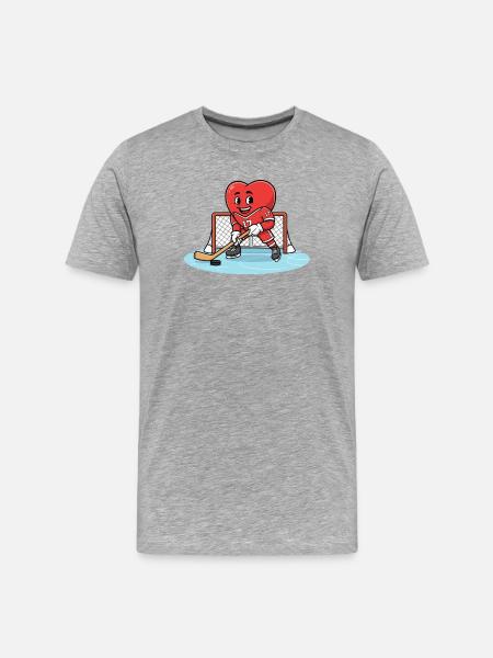 Hockey Heart Mascot in Action - Men's Premium Organic T-Shirt - heather grey