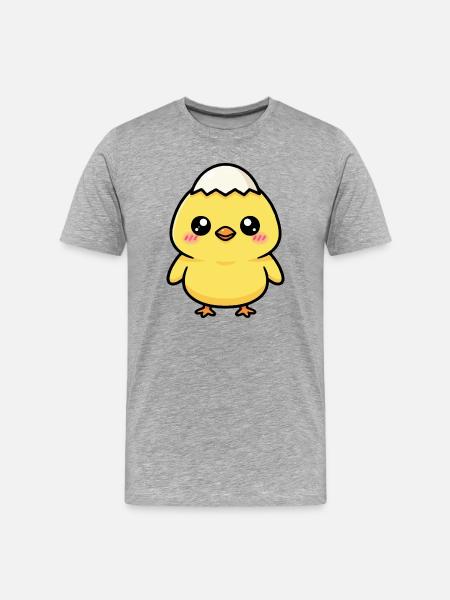 Chick with Kawaii cap - Men's Premium Organic T-Shirt - heather grey