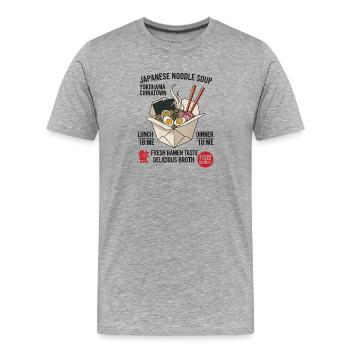 Boîte de nouilles japonaises ramen - T-shirt bio Premium Homme - gris chiné - Devant - Damien (186cm)