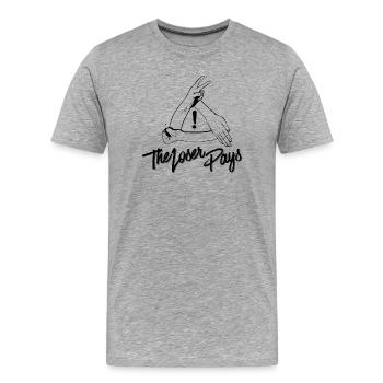 Le perdant paie – Signe de main amusant - T-shirt bio Premium Homme - gris chiné - Devant - Damien (186cm)