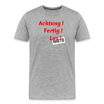 Attention - Ready - Go - Men's Premium Organic T-Shirt - heather grey - Front - Damien (186cm)