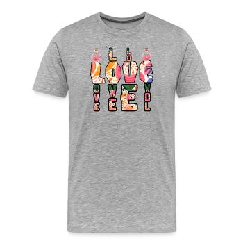 Boho Colorful Love Letters - Men's Premium Organic T-Shirt - heather grey - Front - Damien (186cm)