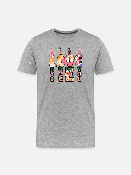 Boho Bunte Liebesbriefe - Männer Premium Bio T-Shirt - Grau meliert