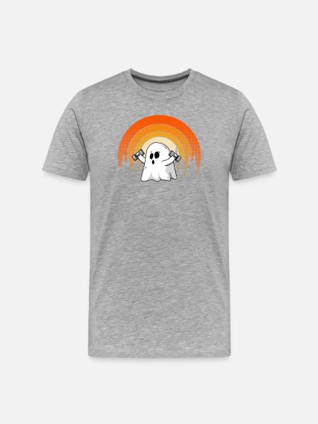 Bodybuilder Ghost Halloween Costume Gym Lover - Men's Premium Organic T-Shirt - heather grey