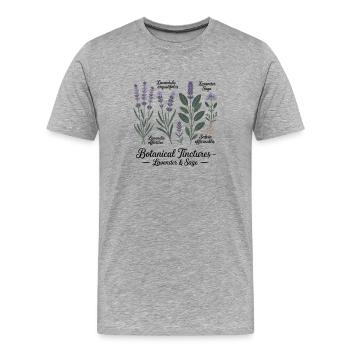 Teintures Végétales – Lavande & Sauge - T-shirt bio Premium Homme - gris chiné - Devant - Damien (186cm)