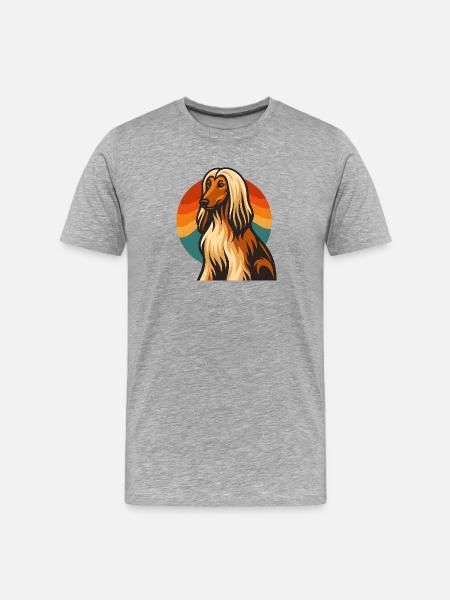 Afghan Dog in retro sunset - Men's Premium Organic T-Shirt - heather grey