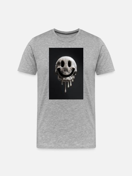 Melting Smiley Skull - Men's Premium Organic T-Shirt - heather grey
