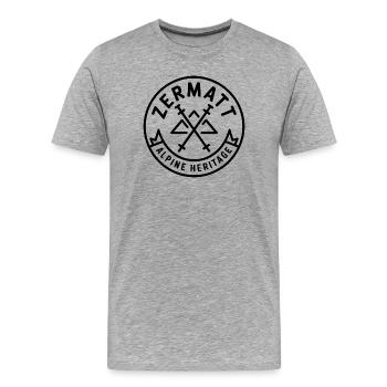 Zermatt - Conception de souvenirs - T-shirt bio Premium Homme - gris chiné - Devant - Damien (186cm)