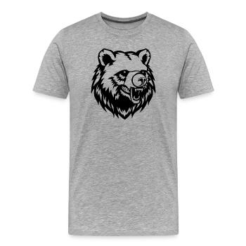 Ours Tête d’ours Ours T-shirt Cadeau - T-shirt bio Premium Homme - gris chiné - Devant - Damien (186cm)