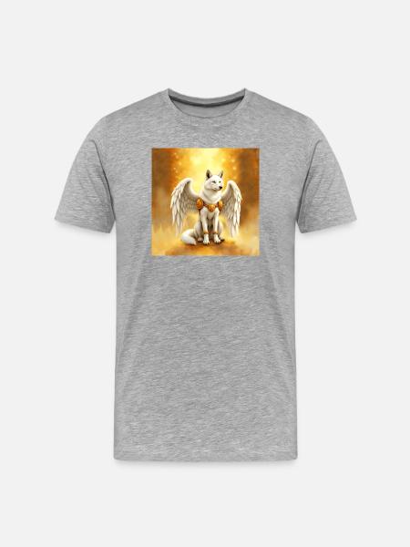 Golden Aura Winged Wolf - Men's Premium Organic T-Shirt - heather grey
