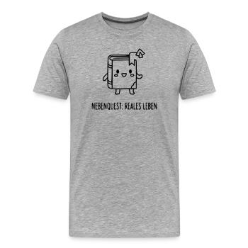Side Quest: Real Life | Funny Gamer Saying - Men's Premium Organic T-Shirt - heather grey - Front - Damien (186cm)