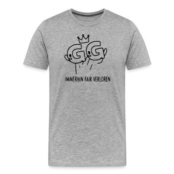 GG - Foire perdue | Drôle de dicton de joueur - T-shirt bio Premium Homme - gris chiné - Devant - Damien (186cm)