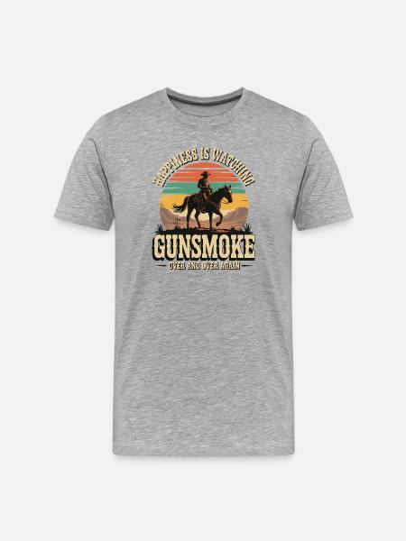 Classic Western TV - Cowboy Sunset Design - Men's Premium Organic T-Shirt - heather grey