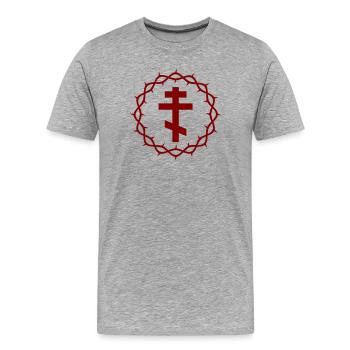 Orthodoxes Kreuz und Dornenkrone - Männer Premium Bio T-Shirt - Grau meliert - Vorne - Damien (186cm)