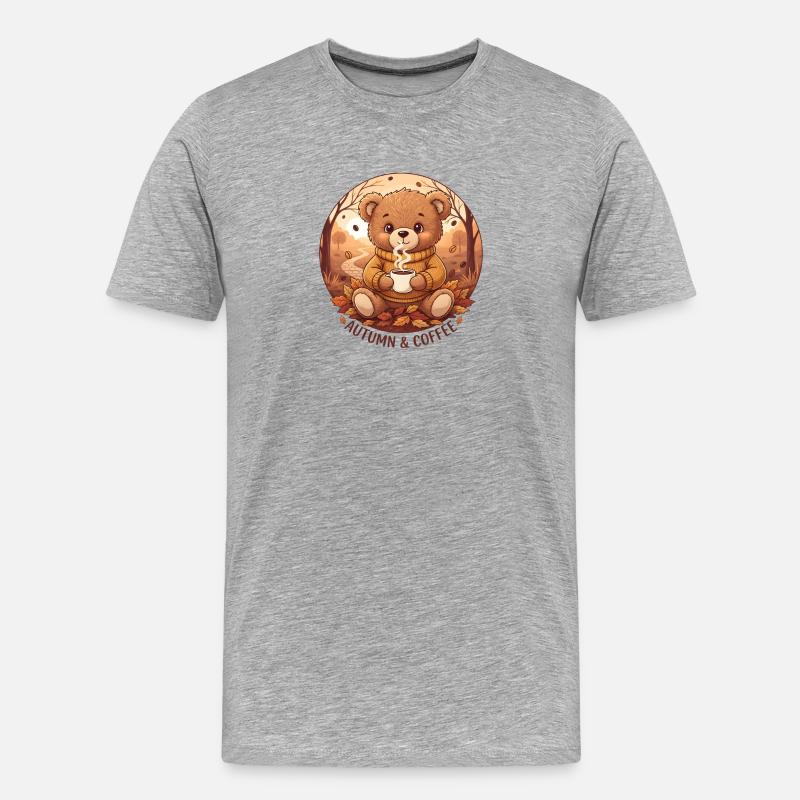 HERBST & KAFFEE - Männer Premium Bio T-Shirt - Grau meliert