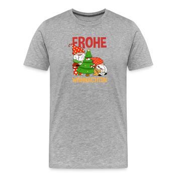 Merry Christmas Gnomes with Santa Hat - Men's Premium Organic T-Shirt - heather grey - Front - Damien (186cm)