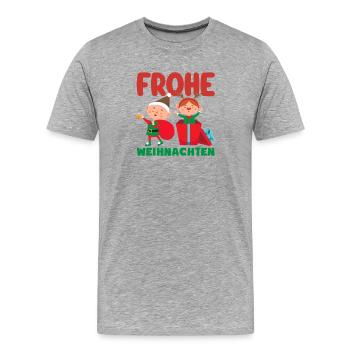 Merry Christmas gnome with Santa hat - Men's Premium Organic T-Shirt - heather grey - Front - Damien (186cm)