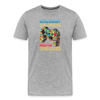 Building Blocks Gamer Gaming Brick Builder - Men's Premium Organic T-Shirt - heather grey - Front - Damien (186cm)