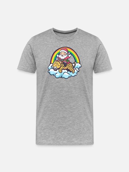 Père Noël léopard Noël - T-shirt bio Premium Homme - gris chiné