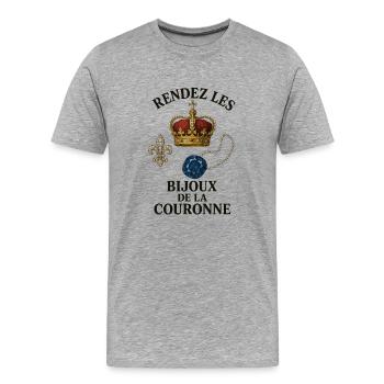 Les bijoux de la couronne - T-shirt bio Premium Homme - gris chiné - Devant - Damien (186cm)