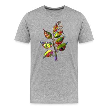 feuilles - T-shirt bio Premium Homme - gris chiné - Devant - Damien (186cm)
