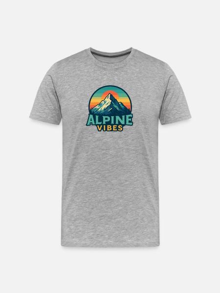 Alpine Vibes Mountain Motif Retro Sunset - Men's Premium Organic T-Shirt - heather grey