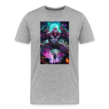 DJ Gorilla – Final Impact | Joyverse - Männer Premium Bio T-Shirt - Grau meliert - Vorne - Damien (186cm)