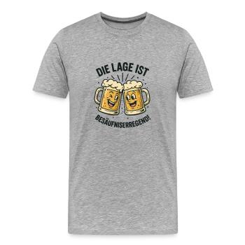 Die Lage Ist Besäufniserregend Bier Party - Männer Premium Bio T-Shirt - Grau meliert - Vorne - Damien (186cm)