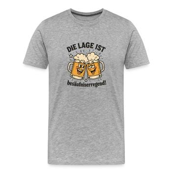 Bier Malle: The situation is intoxicating - Men's Premium Organic T-Shirt - heather grey - Front - Damien (186cm)