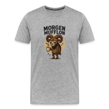 Funny Morning Mouflon Morning Grouch Coffee - Men's Premium Organic T-Shirt - heather grey - Front - Damien (186cm)