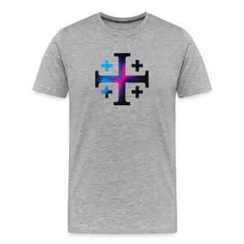 Croix du Caire (Croix de Jérusalem) – Minuit - T-shirt bio Premium Homme - gris chiné - Devant - Damien (186cm)