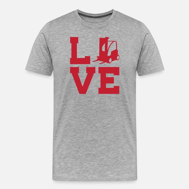 Liebe zum Lager  und Spedition– Gabelstapler - Männer Premium Bio T-Shirt - Grau meliert