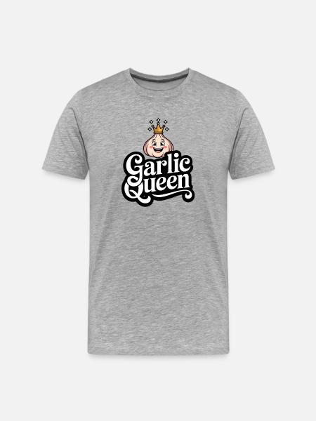 Garlic Queen Funny Cartoon With Crown - Men's Premium Organic T-Shirt - heather grey