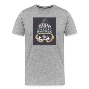 Mode poudreuse : ON – Conception de ski et de planche à neige - T-shirt bio Premium Homme - gris chiné - Devant - Damien (186cm)