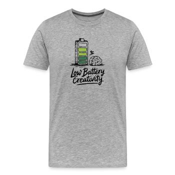 Humour créatif – batterie vide, idées perdues - T-shirt bio Premium Homme - gris chiné - Devant - Damien (186cm)