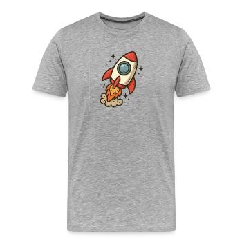 Fusée cartoon spatiale - T-shirt bio Premium Homme - gris chiné - Devant - Damien (186cm)