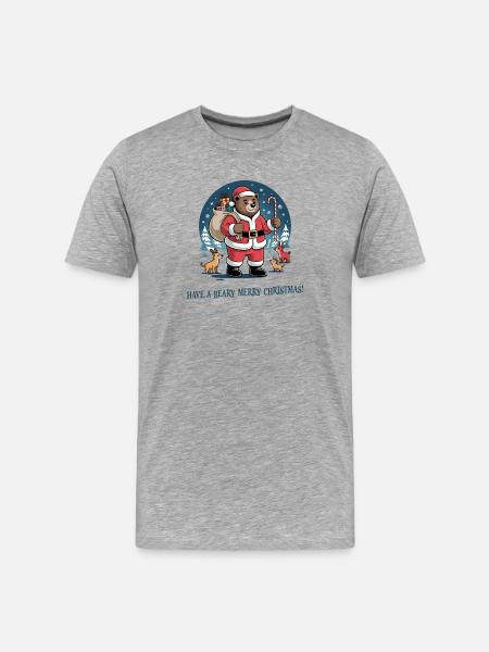 Beary Merry Christmas Santa Bear - Men's Premium Organic T-Shirt - heather grey