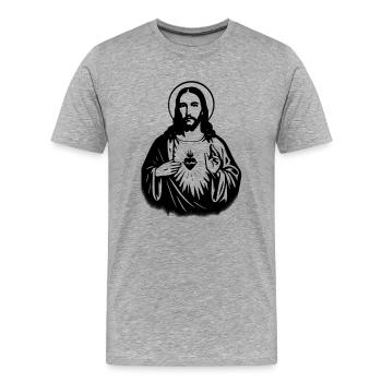Sacred Heart Jesus Icon - Men's Premium Organic T-Shirt - heather grey - Front - Damien (186cm)