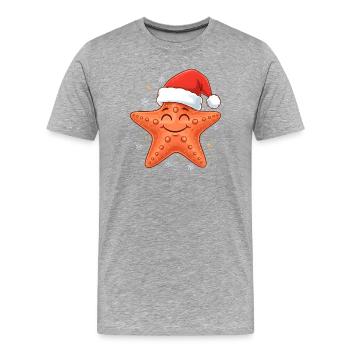 Noël des étoiles de mer - T-shirt bio Premium Homme - gris chiné - Devant - Damien (186cm)