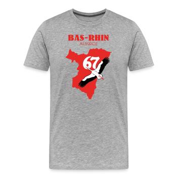 Bas-Rhin 67 - Männer Premium Bio T-Shirt - Grau meliert - Vorne - Damien (186cm)