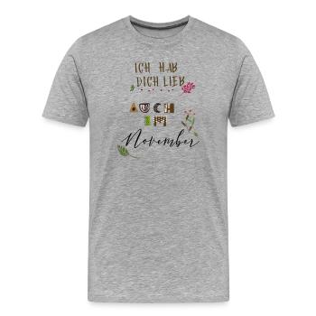 Je t’aime bien - T-shirt bio Premium Homme - gris chiné - Devant - Damien (186cm)