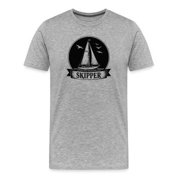 Skipper Sailboat Maritime Captain - Men's Premium Organic T-Shirt - heather grey - Front - Damien (186cm)