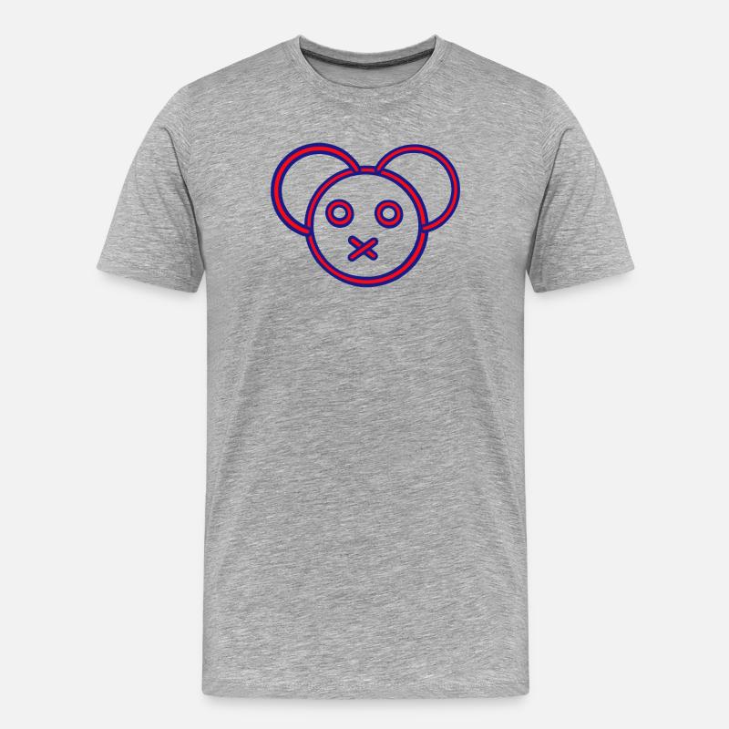 Neon Bärenkopf X-Mund - Männer Premium Bio T-Shirt - Grau meliert