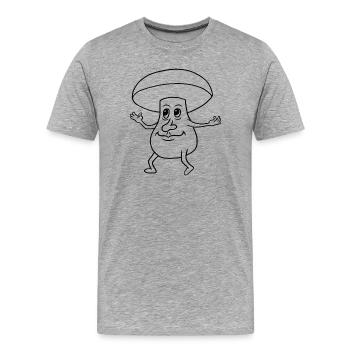 Funny Mushroom - Men's Premium Organic T-Shirt - heather grey - Front - Damien (186cm)