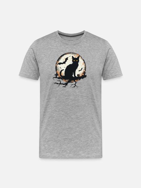Chat Halloween - T-shirt bio Premium Homme - gris chiné