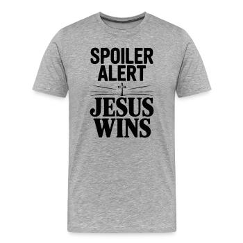Spoiler Alert Jesus Wins - Men's Premium Organic T-Shirt - heather grey - Front - Damien (186cm)