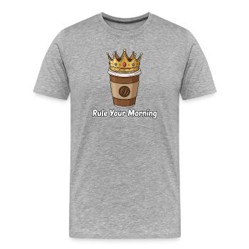 Café royal du matin - T-shirt bio Premium Homme - gris chiné - Devant - Damien (186cm)