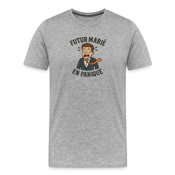 Futur marié en panique - T-shirt bio Premium Homme - gris chiné - Devant - Damien (186cm)