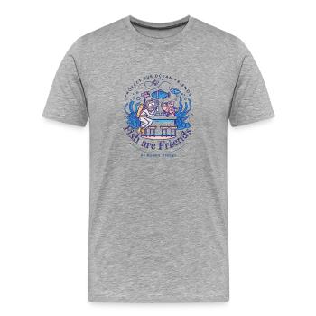 Fische sind Freunde - Männer Premium Bio T-Shirt - Grau meliert - Vorne - Damien (186cm)